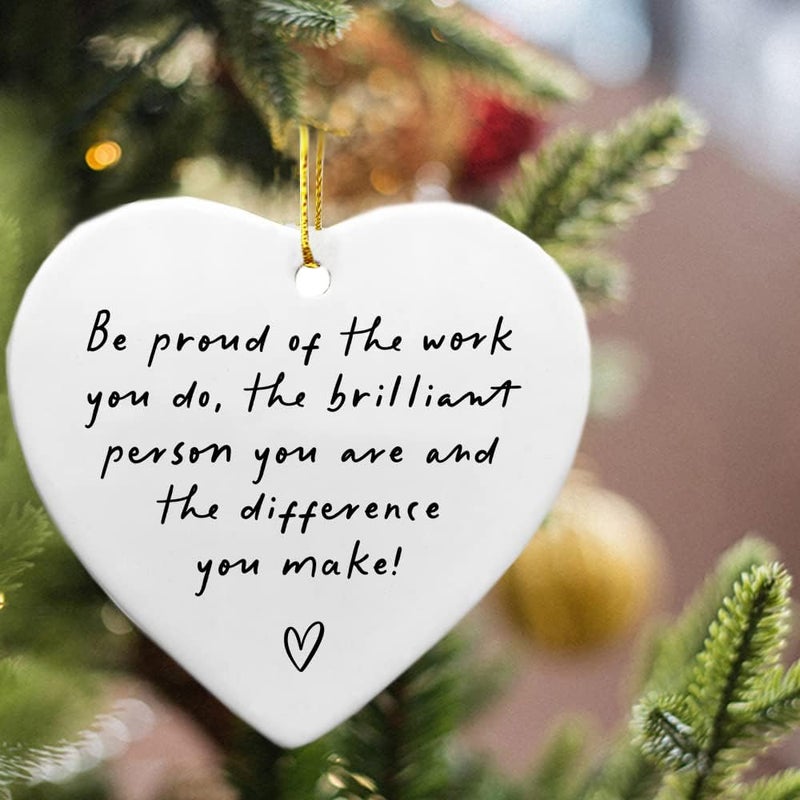 WCDHOR Be Proud of the Work You Do, Thank You Gift, Ceramic Heart Keepsake, Leaving Gift, New Job Gift, Heart Hanging Decoration, Coworker Gift, Keepsake for Teacher, Nurse, Coworker Retirement Gifts - Image 5